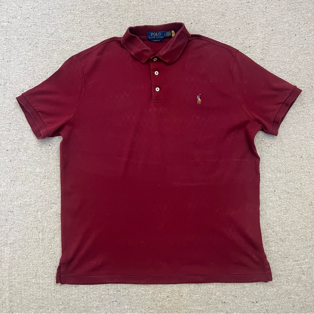 Ralph Lauren Men's Deep Red Polo Shirt size Large